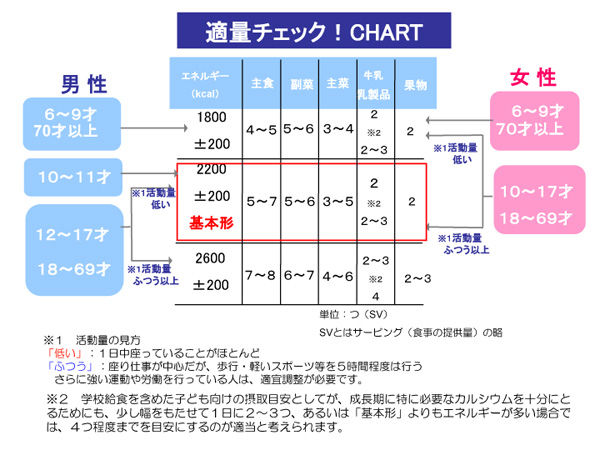 適量チェックチャートの説明図