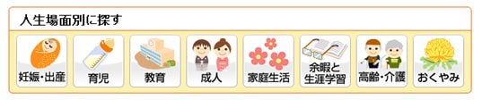 「人生場面別で情報を探す」の表示位置図