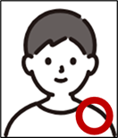 正面を向いた上半身で帽子を着用しておらず顔全体がはっきり確認でき、証明写真として適切であることを示している人物イラスト