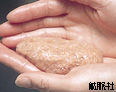 ひき肉のたねを両手のひらで小判型に形を整えている写真