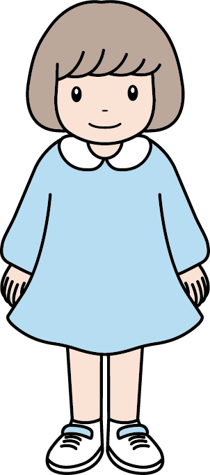 水色のワンピースを着たおとみちゃんのイラスト