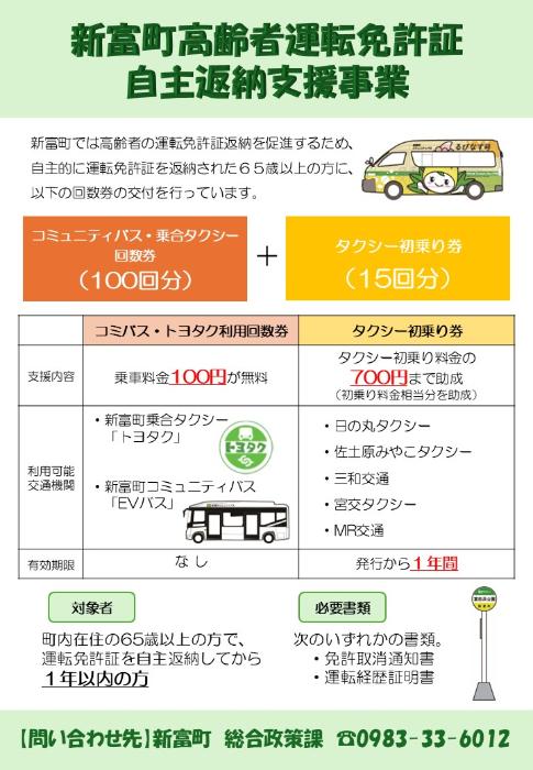 高齢者運転免許証自主返納事業チラシ