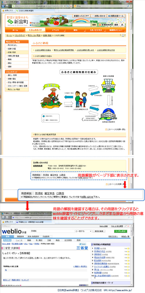 用語の解説を確認する場合は、その用語をクリックするとweblio辞書にジャンプし、用語の意味を確認することが可能です。