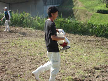 種まき中